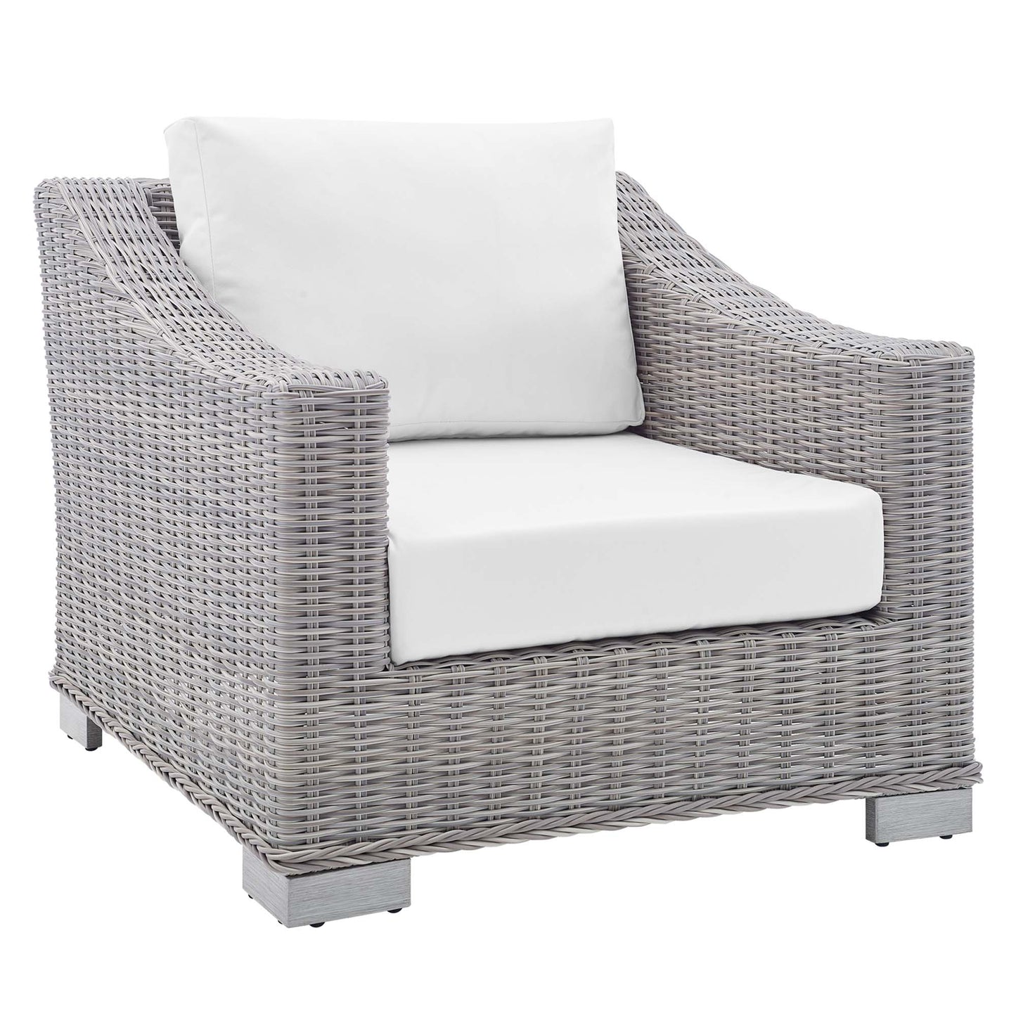 Modway - Conway 4-Piece Sunbrella? Outdoor Patio Wicker Rattan Furniture Set by Modway  Outdoor Furniture Sofa Sectionals White - EEI-4355-LGR-WHI