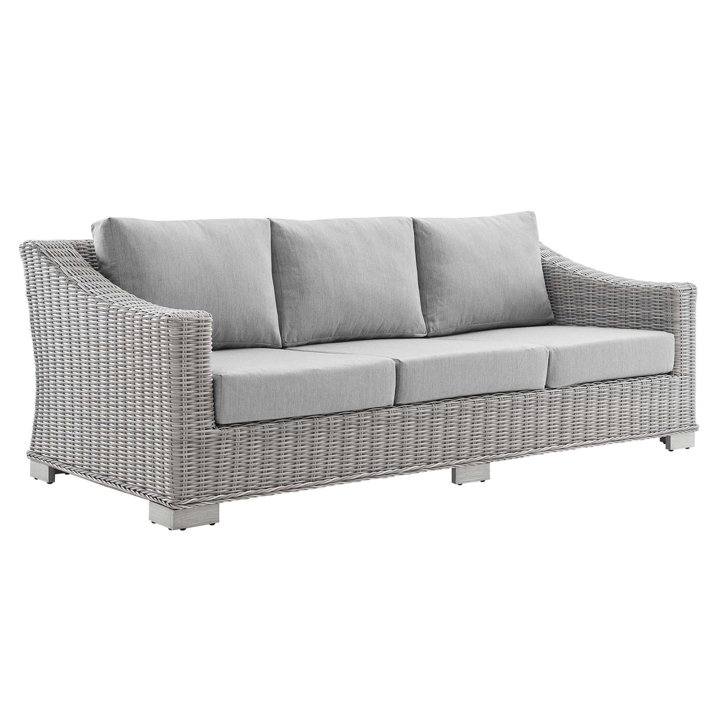 Modway - Conway 4-Piece Sunbrella? Outdoor Patio Wicker Rattan Furniture Set by Modway  Outdoor Furniture Sofa Sectionals Gray - EEI-4359-LGR-GRY