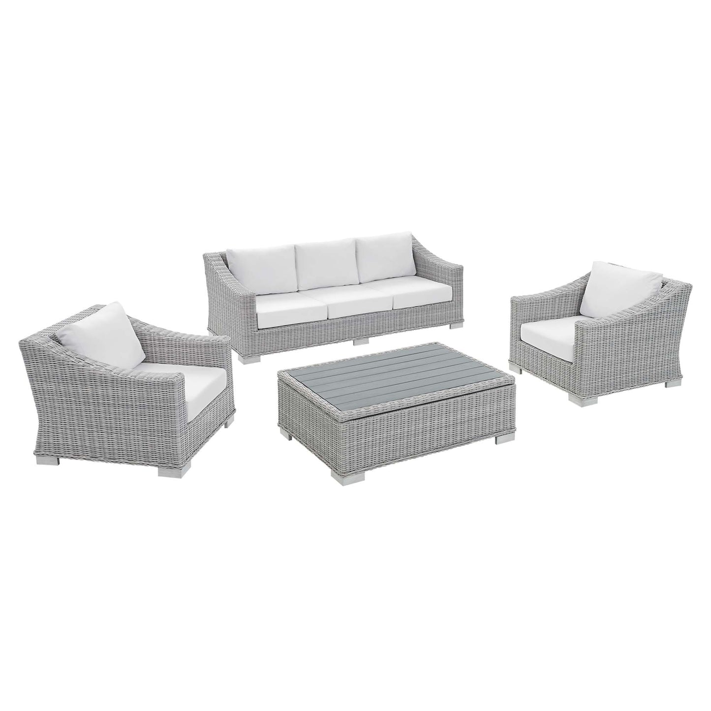 Modway - Conway 4-Piece Sunbrella? Outdoor Patio Wicker Rattan Furniture Set by Modway  Outdoor Furniture Sofa Sectionals White - EEI-4359-LGR-WHI