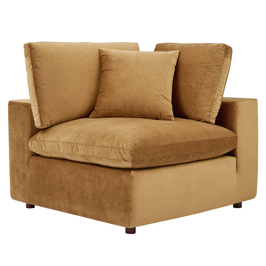 Modway Outlet Commix Down Filled Overstuffed Performance Velvet Corner Chair by Modway  Living Room Furniture Cognac - EEI-4366-COG