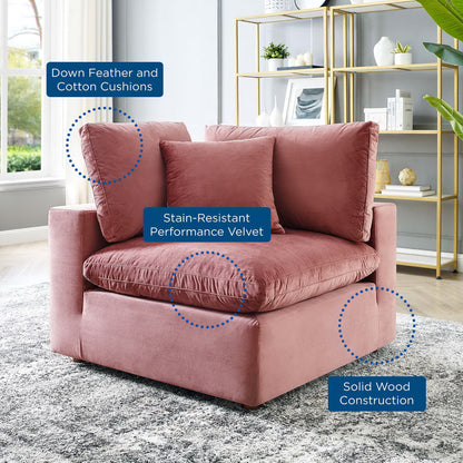Modway Outlet Commix Down Filled Overstuffed Performance Velvet Corner Chair by Modway  Living Room Furniture Dusty Rose - EEI-4366-DUS