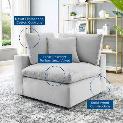 Modway Outlet Commix Down Filled Overstuffed Performance Velvet Corner Chair by Modway  Living Room Furniture Light Gray - EEI-4366-LGR