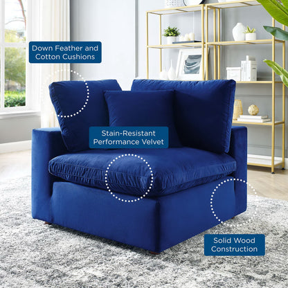 Modway Outlet Commix Down Filled Overstuffed Performance Velvet Corner Chair by Modway  Living Room Furniture Navy - EEI-4366-NAV