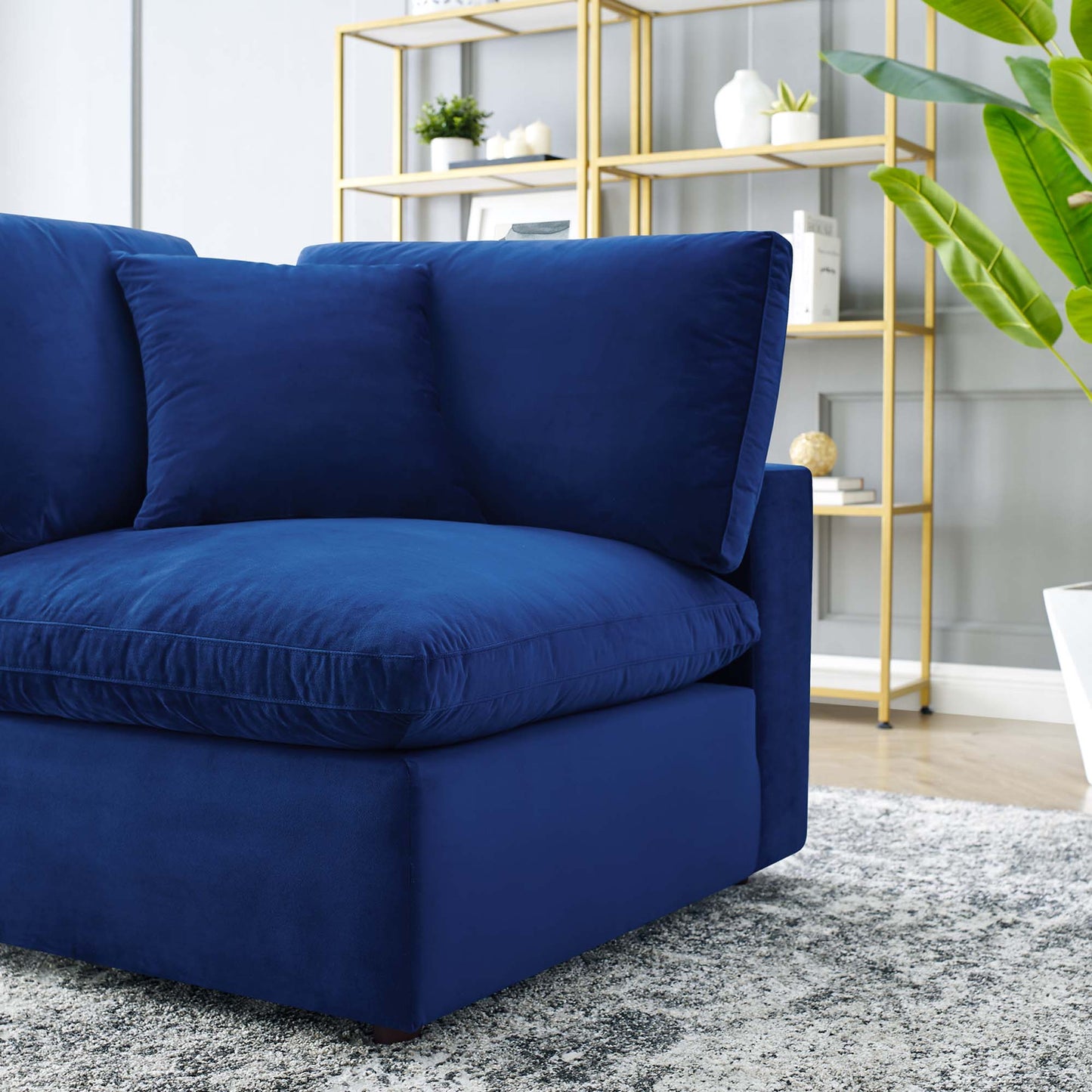 Modway Outlet Commix Down Filled Overstuffed Performance Velvet Corner Chair by Modway  Living Room Furniture Navy - EEI-4366-NAV