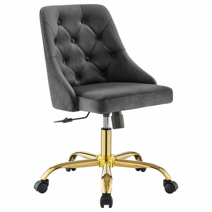 Modway Outlet Distinct Tufted Swivel Performance Velvet Office Chair by Modway  Office Furniture Furniture Gold Gray - EEI-4368-GLD-GRY