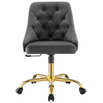 Modway Outlet Distinct Tufted Swivel Performance Velvet Office Chair by Modway  Office Furniture Furniture Gold Gray - EEI-4368-GLD-GRY