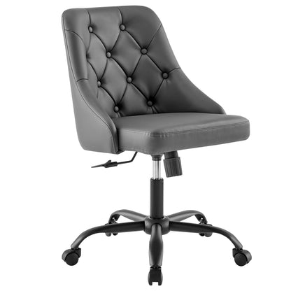 Modway Outlet Distinct Tufted Swivel Vegan Leather Office Chair by Modway  Office Furniture Furniture Black Gray - EEI-4370-BLK-GRY