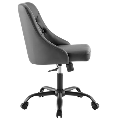 Modway Outlet Distinct Tufted Swivel Vegan Leather Office Chair by Modway  Office Furniture Furniture Black Gray - EEI-4370-BLK-GRY