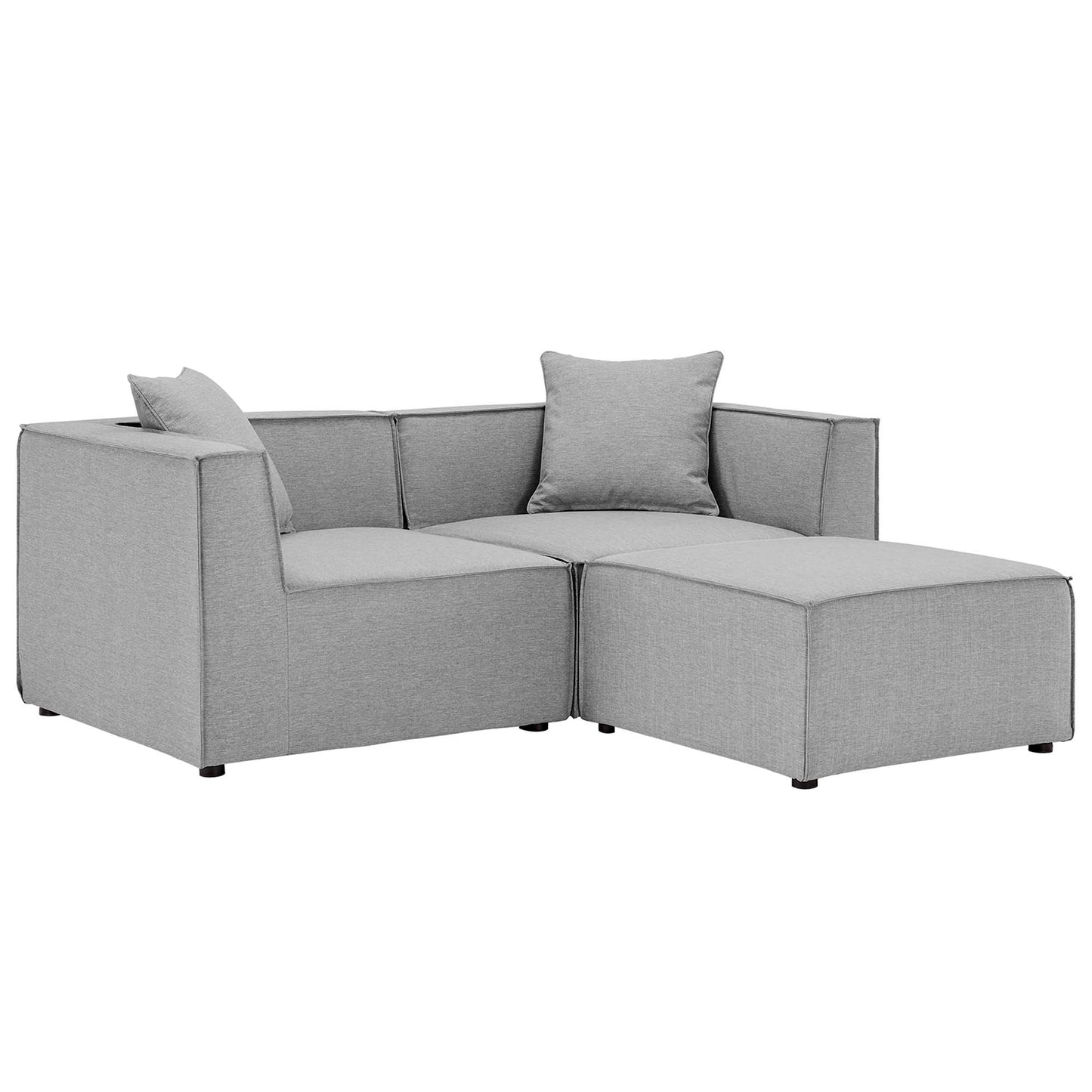 Modway - Saybrook Outdoor Patio Upholstered Loveseat and Ottoman Set by Modway  Outdoor Furniture Sofa Sectionals Gray - EEI-4378-GRY