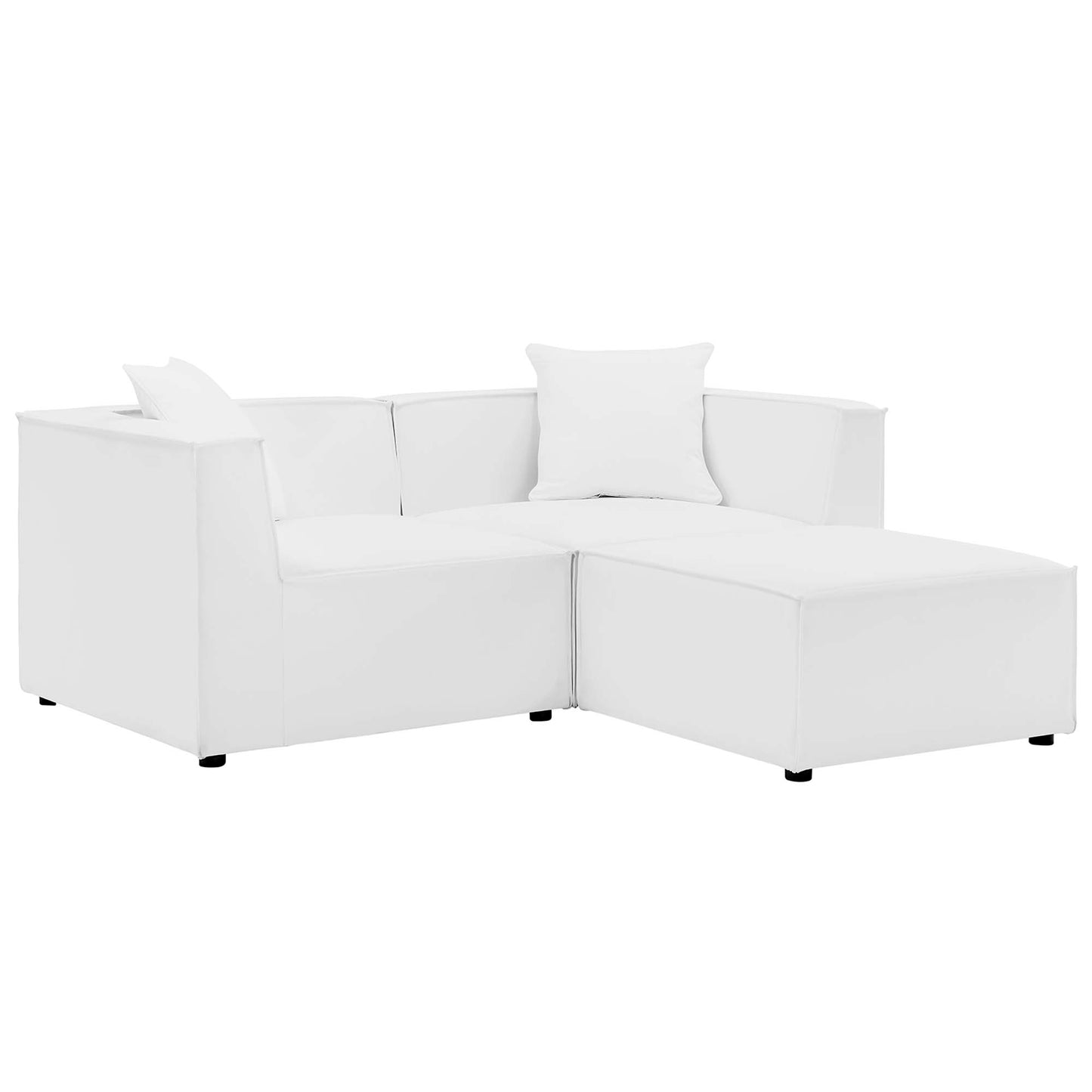 Modway - Saybrook Outdoor Patio Upholstered Loveseat and Ottoman Set by Modway  Outdoor Furniture Sofa Sectionals White - EEI-4378-WHI