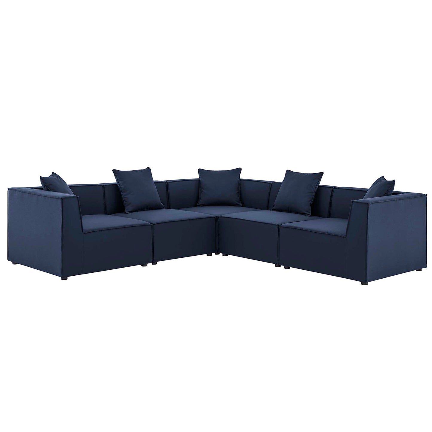 Modway - Saybrook 5-Piece Outdoor Patio Upholstered Sectional Sofa by Modway  Outdoor Furniture Sofa Sectionals Blue - EEI-4384-NAV