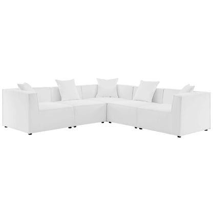 Modway - Saybrook 5-Piece Outdoor Patio Upholstered Sectional Sofa by Modway  Outdoor Furniture Sofa Sectionals White - EEI-4384-WHI