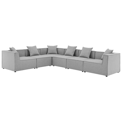Modway - Saybrook 6-Piece Outdoor Patio Upholstered Sectional Sofa by Modway  Outdoor Furniture Sofa Sectionals Gray - EEI-4385-GRY