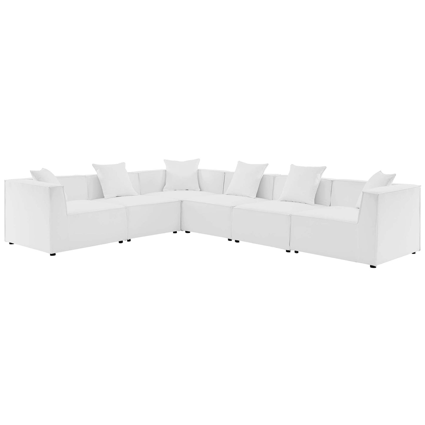 Modway - Saybrook 6-Piece Outdoor Patio Upholstered Sectional Sofa by Modway  Outdoor Furniture Sofa Sectionals White - EEI-4385-WHI