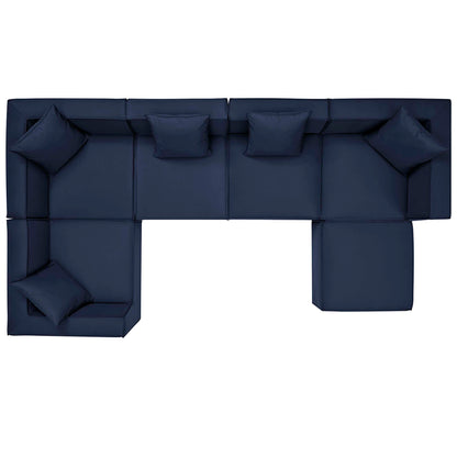 Modway - Saybrook 6-Piece Outdoor Patio Upholstered Sectional Sofa by Modway  Outdoor Furniture Sofa Sectionals Blue - EEI-4386-NAV