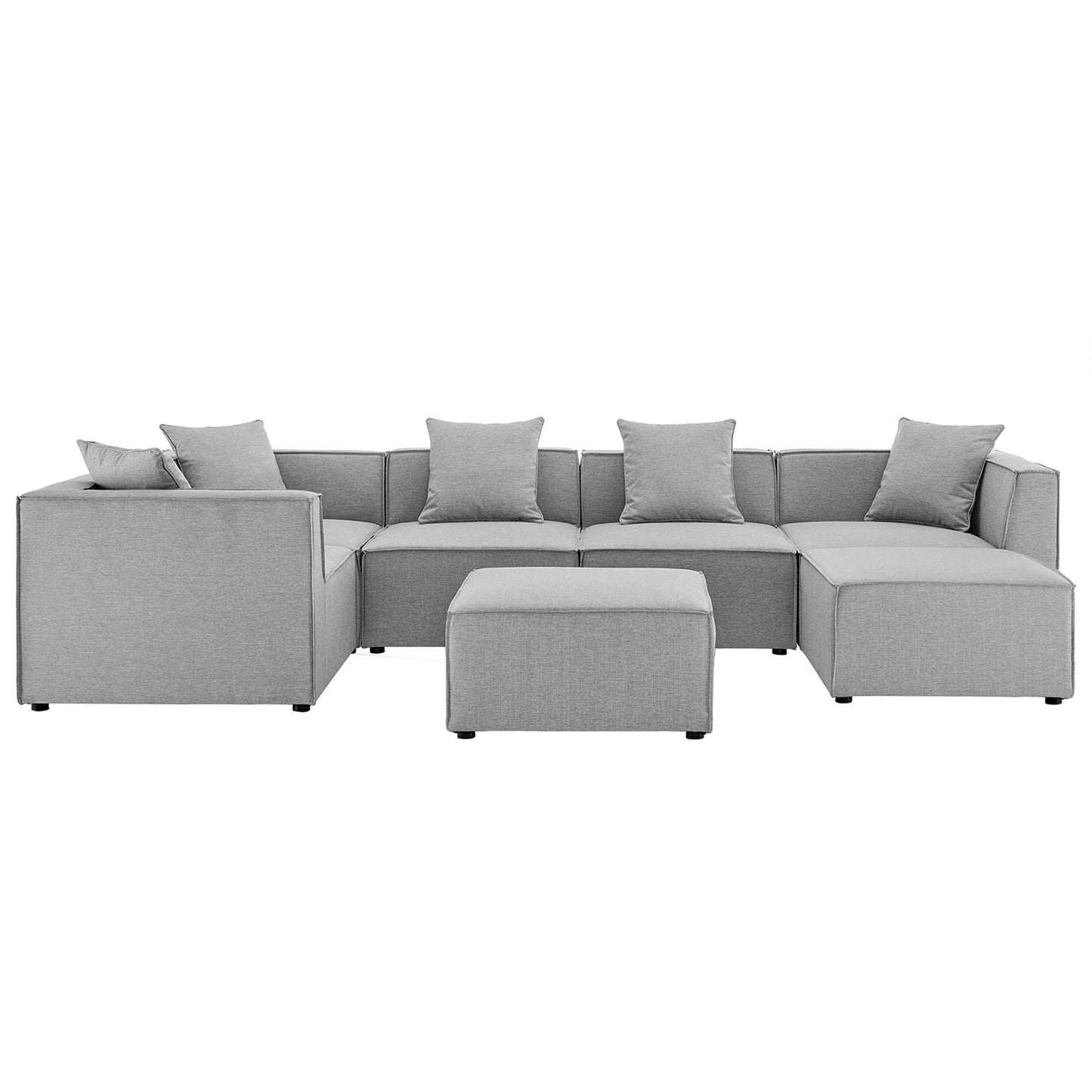 Modway - Saybrook 7-Piece Outdoor Patio Upholstered Sectional Sofa by Modway  Outdoor Furniture Sofa Sectionals Gray - EEI-4387-GRY