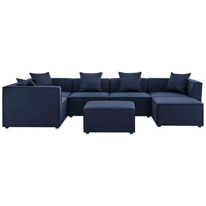 Modway - Saybrook 7-Piece Outdoor Patio Upholstered Sectional Sofa by Modway  Outdoor Furniture Sofa Sectionals Blue - EEI-4387-NAV