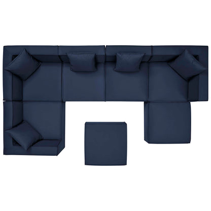 Modway - Saybrook 7-Piece Outdoor Patio Upholstered Sectional Sofa by Modway  Outdoor Furniture Sofa Sectionals Blue - EEI-4387-NAV