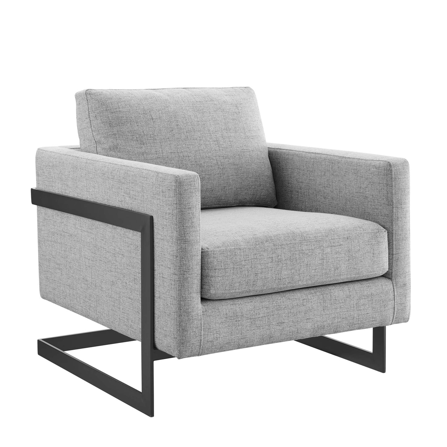 Modway - Posse Upholstered Fabric Accent Chair by Modway  Living Room Sofas and Armchairs Gray - EEI-4391-BLK-LGR