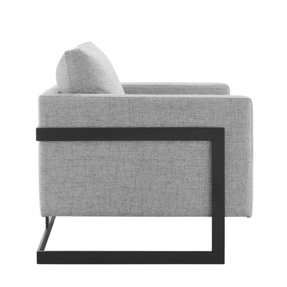 Modway - Posse Upholstered Fabric Accent Chair by Modway  Living Room Sofas and Armchairs Gray - EEI-4391-BLK-LGR