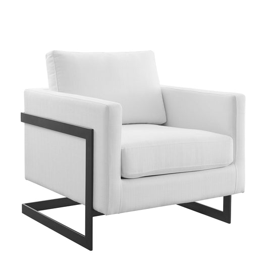 Modway - Posse Upholstered Fabric Accent Chair by Modway  Living Room Sofas and Armchairs White - EEI-4391-BLK-WHI
