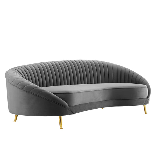 Modway Outlet Camber Channel Tufted Performance Velvet Sofa by Modway  Living Room Furniture Gray - EEI-4405-GRY