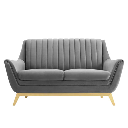 Modway Outlet Winsome Channel Tufted Performance Velvet Loveseat by Modway  Living Room Furniture Gray - EEI-4408-GRY