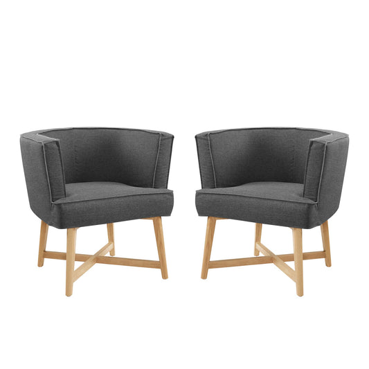 Modway Outlet Anders Upholstered Fabric Accent Chair Set of 2 by Modway  Living Room Furniture Gray - EEI-4424-GRY