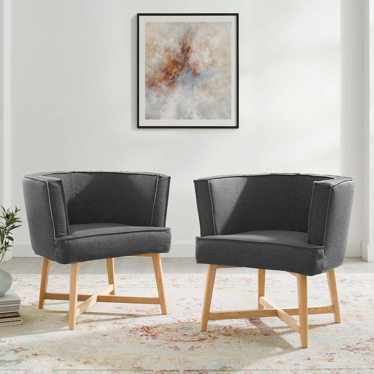 Modway Outlet Anders Upholstered Fabric Accent Chair Set of 2 by Modway  Living Room Furniture Gray - EEI-4424-GRY