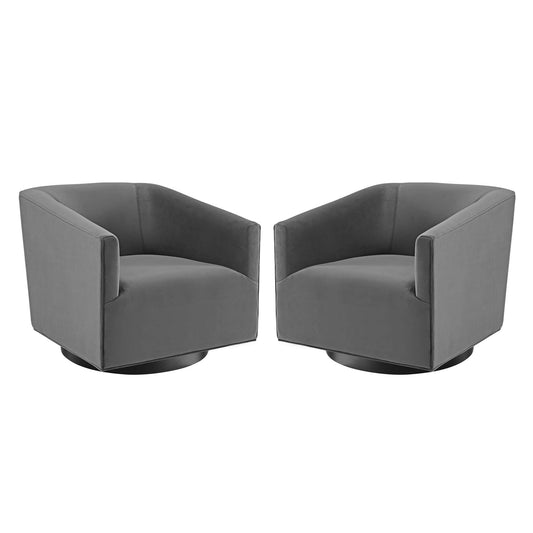 Modway Outlet Twist Performance Velvet Swivel Chair Set of 2 by Modway  Living Room Furniture Gray - EEI-4427-GRY