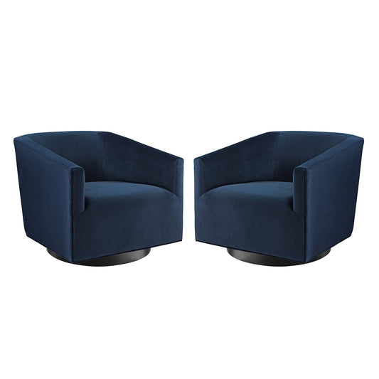 Modway - Twist Performance Velvet Swivel Chair Set of 2 by Modway  Living Room Sofas and Armchairs Blue - EEI-4427-MID
