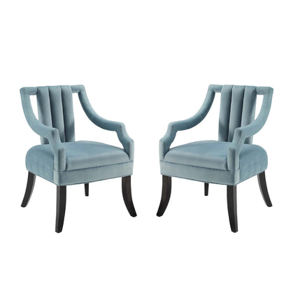 Modway Outlet Harken Performance Velvet Accent Chair Set of 2 by Modway  Living Room Furniture Light Blue - EEI-4429-LBU