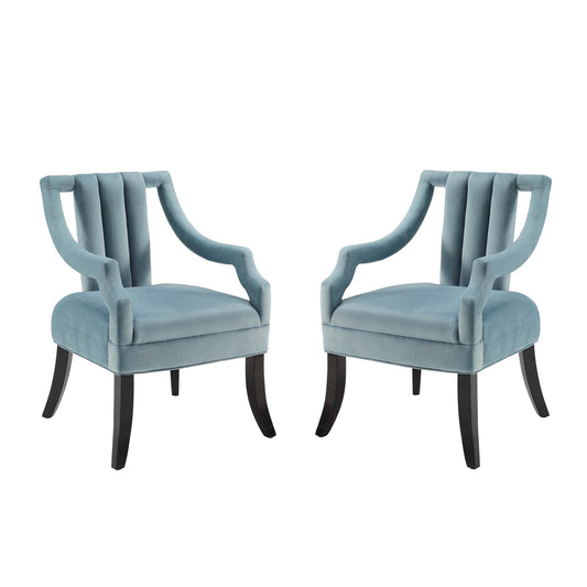 Modway Outlet Harken Performance Velvet Accent Chair Set of 2 by Modway  Living Room Furniture Light Blue - EEI-4429-LBU