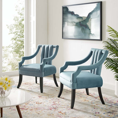 Modway Outlet Harken Performance Velvet Accent Chair Set of 2 by Modway  Living Room Furniture Light Blue - EEI-4429-LBU