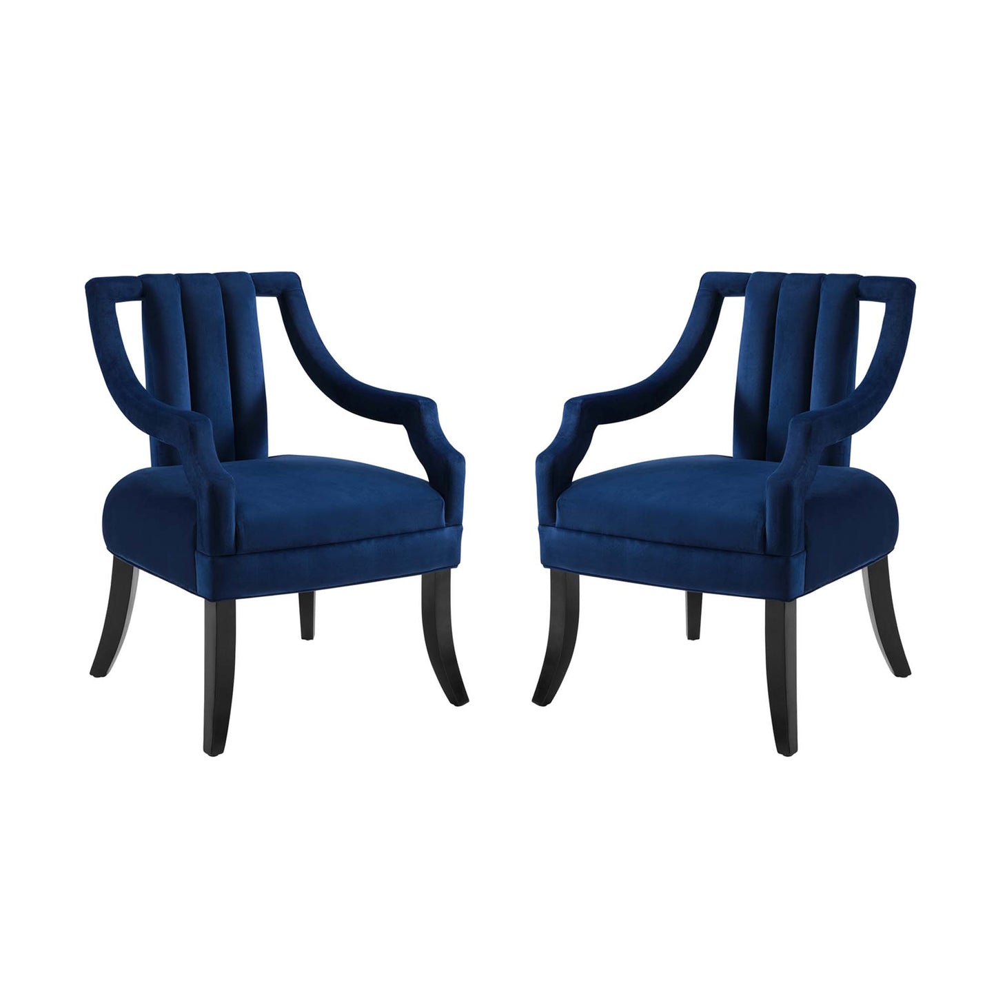 Modway Outlet Harken Performance Velvet Accent Chair Set of 2 by Modway  Living Room Furniture Navy - EEI-4429-NAV