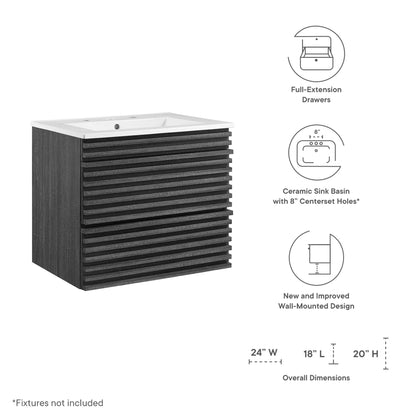 Modway - Render 24" Wall-Mount Bathroom Vanity by Modway  Bathroom Vanities White - EEI-4433-CHA-WHI