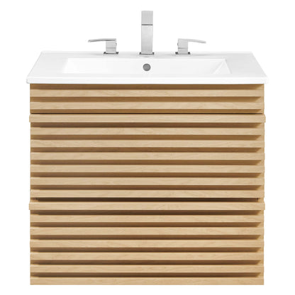 Modway - Render 24" Wall-Mount Bathroom Vanity by Modway  Bathroom Vanities White - EEI-4433-OAK-WHI