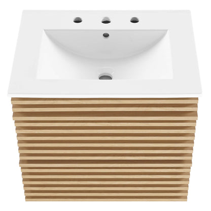 Modway - Render 24" Wall-Mount Bathroom Vanity by Modway  Bathroom Vanities White - EEI-4433-OAK-WHI