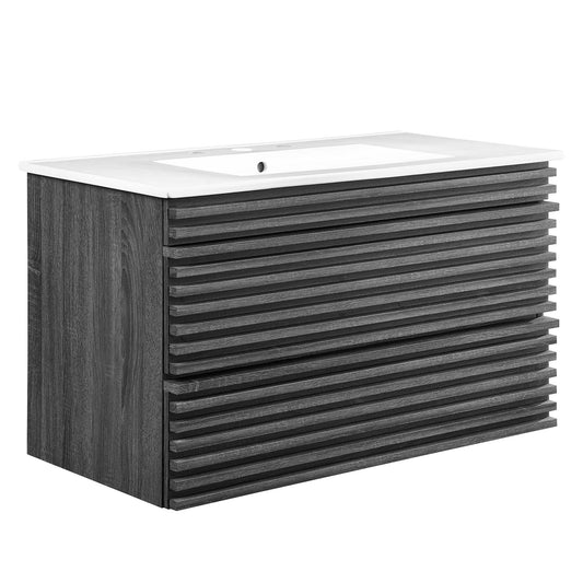 Modway - Render 36" Wall-Mount Bathroom Vanity by Modway  Bathroom Vanities White - EEI-4436-CHA-WHI