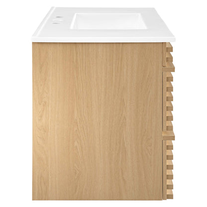 Modway - Render 36" Wall-Mount Bathroom Vanity by Modway  Bathroom Vanities White - EEI-4436-OAK-WHI