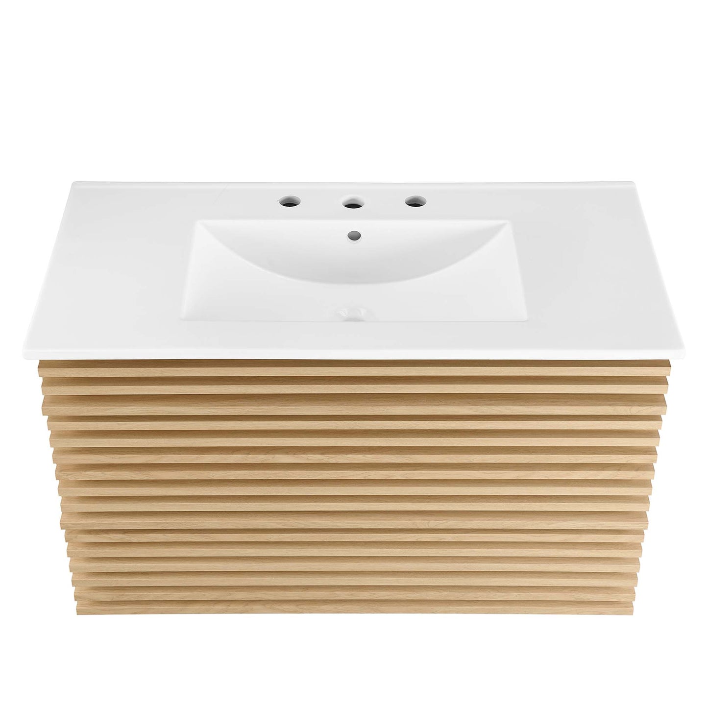 Modway - Render 36" Wall-Mount Bathroom Vanity by Modway  Bathroom Vanities White - EEI-4436-OAK-WHI