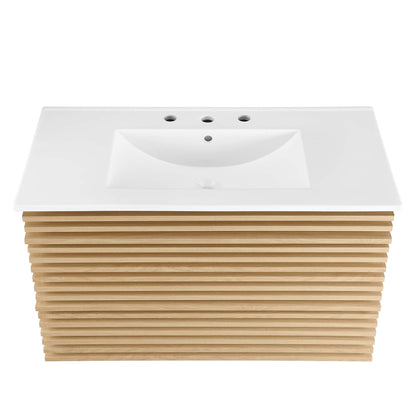 Modway - Render 36" Wall-Mount Bathroom Vanity by Modway  Bathroom Vanities White - EEI-4436-OAK-WHI