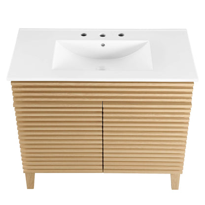 Modway - Render 36" Bathroom Vanity by Modway  Bathroom Vanities White - EEI-4437-OAK-WHI