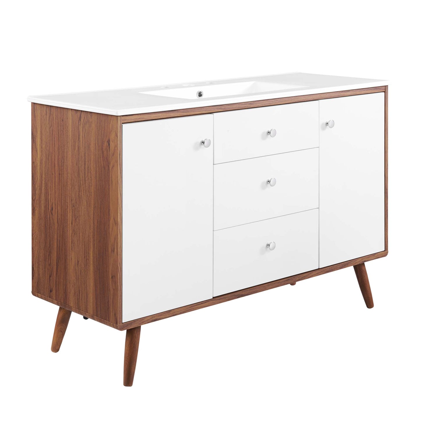 Modway Outlet Transmit 48" Single Sink Bathroom Vanity by Modway  Bathroom Furniture Walnut White - EEI-4438-WAL-WHI