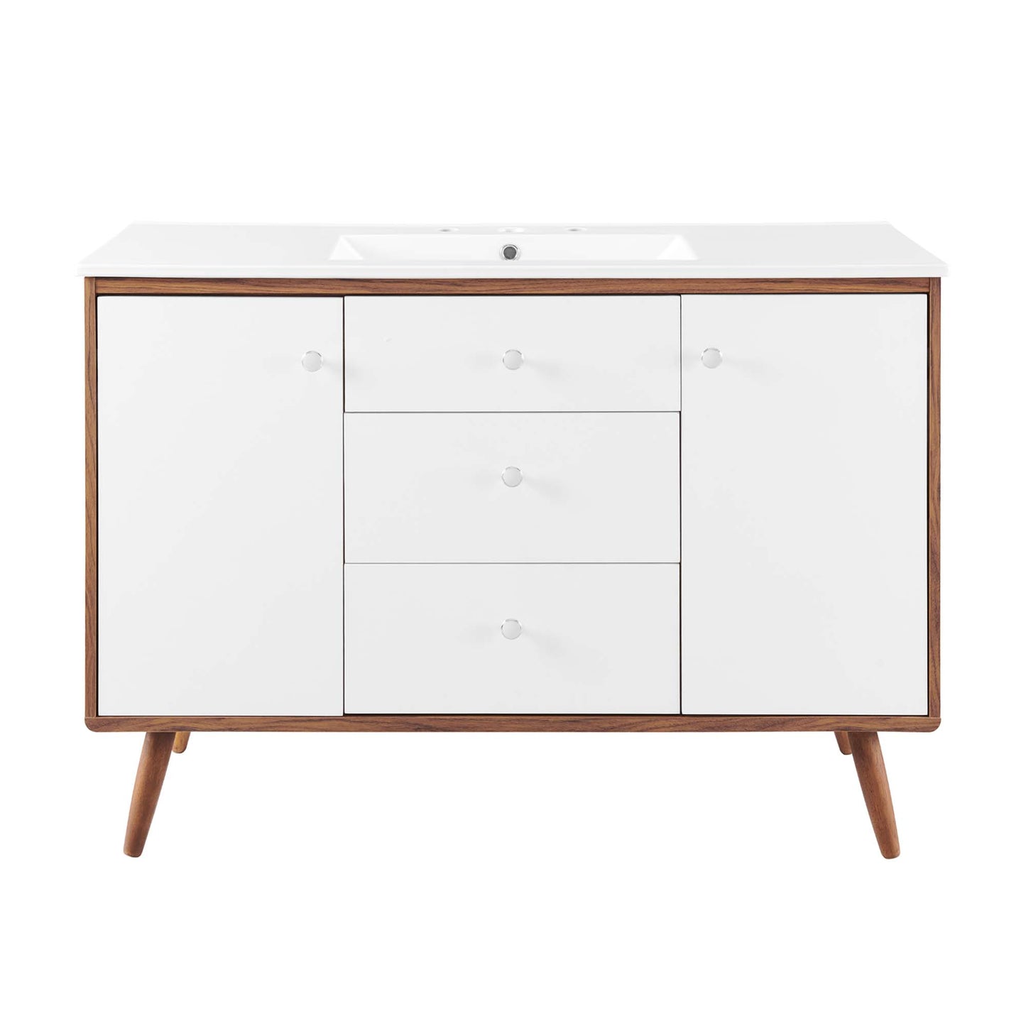 Modway Outlet Transmit 48" Single Sink Bathroom Vanity by Modway  Bathroom Furniture Walnut White - EEI-4438-WAL-WHI