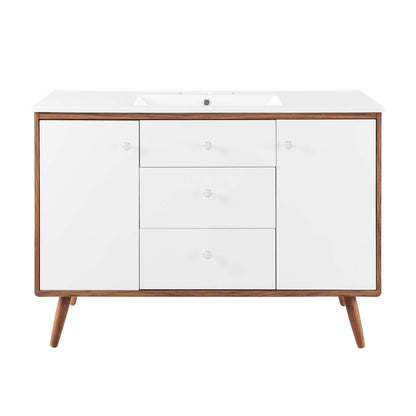 Modway Outlet Transmit 48" Single Sink Bathroom Vanity by Modway  Bathroom Furniture Walnut White - EEI-4438-WAL-WHI