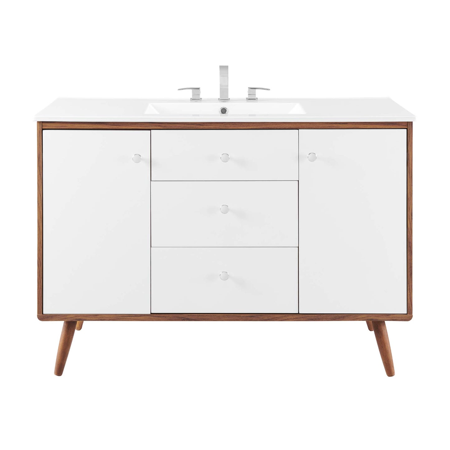 Modway Outlet Transmit 48" Single Sink Bathroom Vanity by Modway  Bathroom Furniture Walnut White - EEI-4438-WAL-WHI