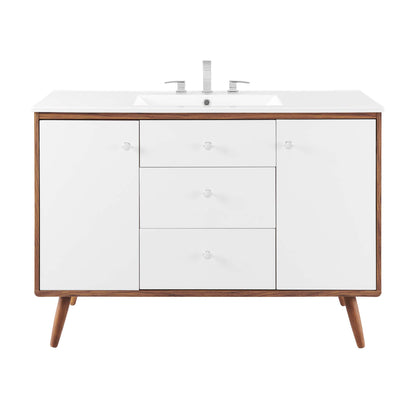 Modway Outlet Transmit 48" Single Sink Bathroom Vanity by Modway  Bathroom Furniture Walnut White - EEI-4438-WAL-WHI