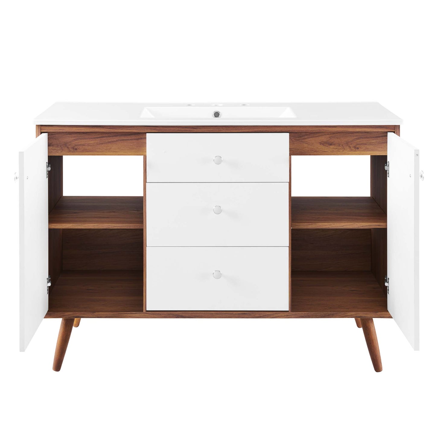 Modway Outlet Transmit 48" Single Sink Bathroom Vanity by Modway  Bathroom Furniture Walnut White - EEI-4438-WAL-WHI