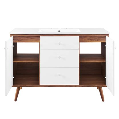 Modway Outlet Transmit 48" Single Sink Bathroom Vanity by Modway  Bathroom Furniture Walnut White - EEI-4438-WAL-WHI